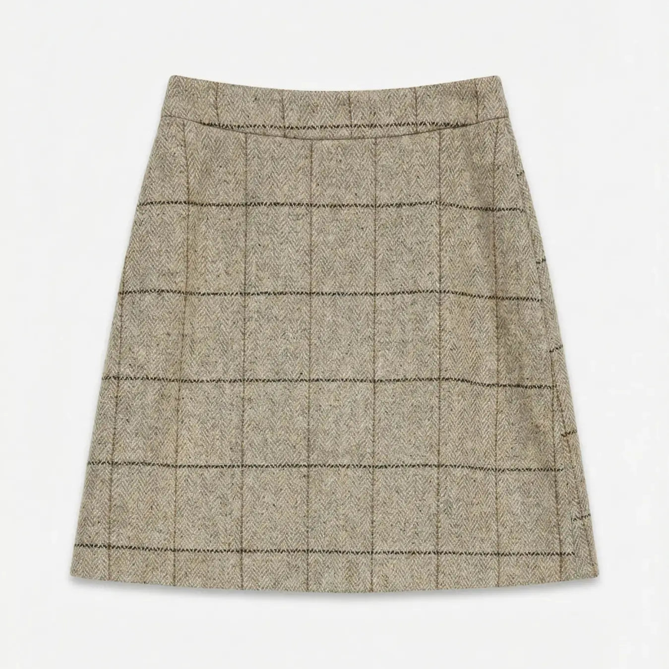 VM GEMMA PLAID WOOL SKIRT - LIGHT GREY MELANGE