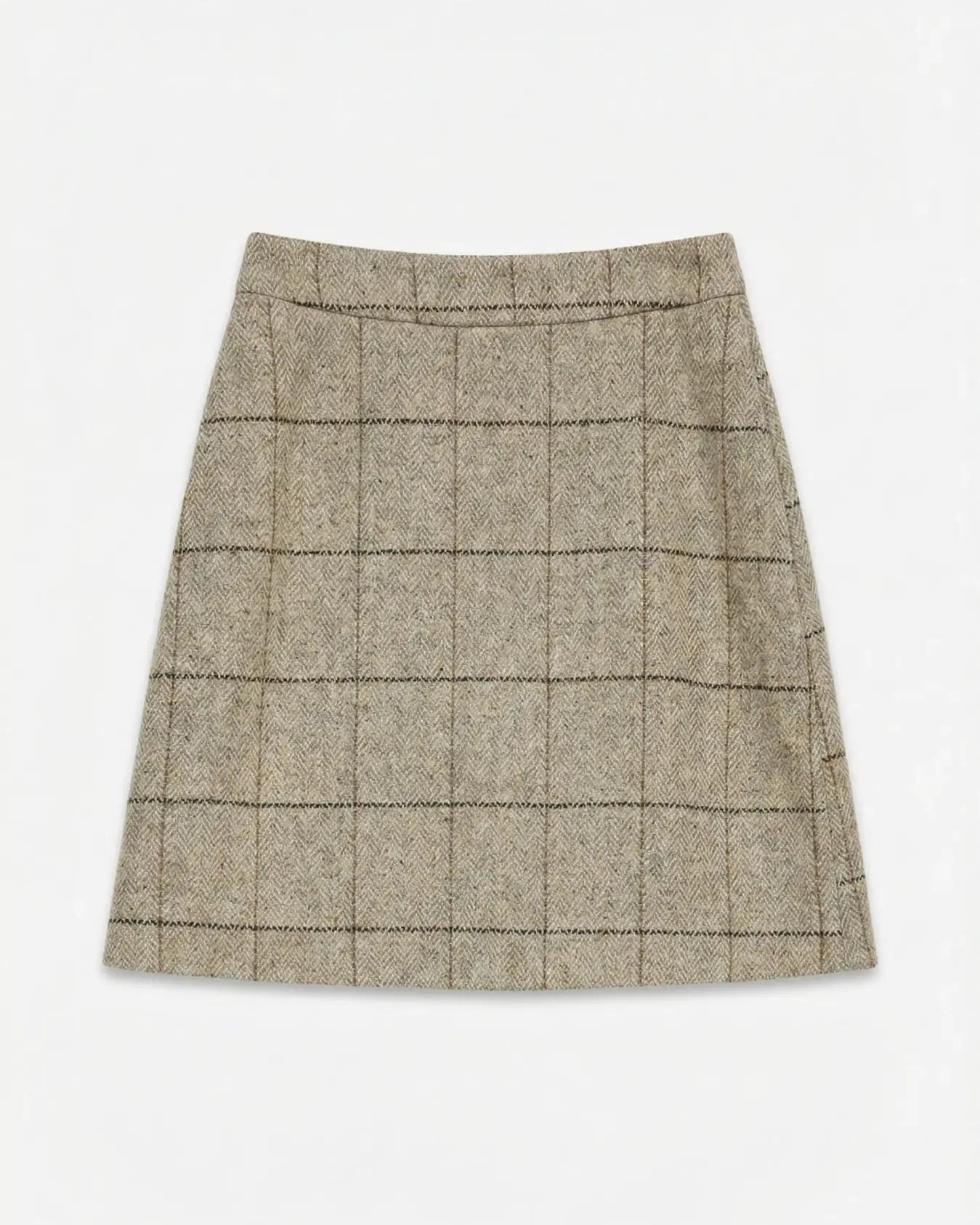 VM GEMMA PLAID WOOL SKIRT - LIGHT GREY MELANGE