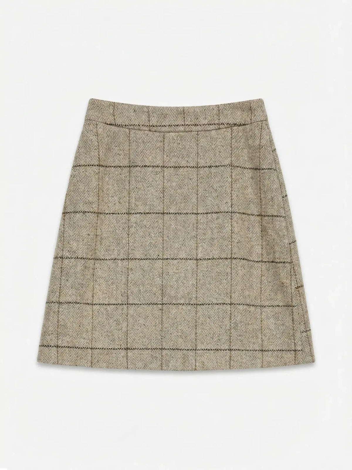 VM GEMMA PLAID WOOL SKIRT - LIGHT GREY MELANGE