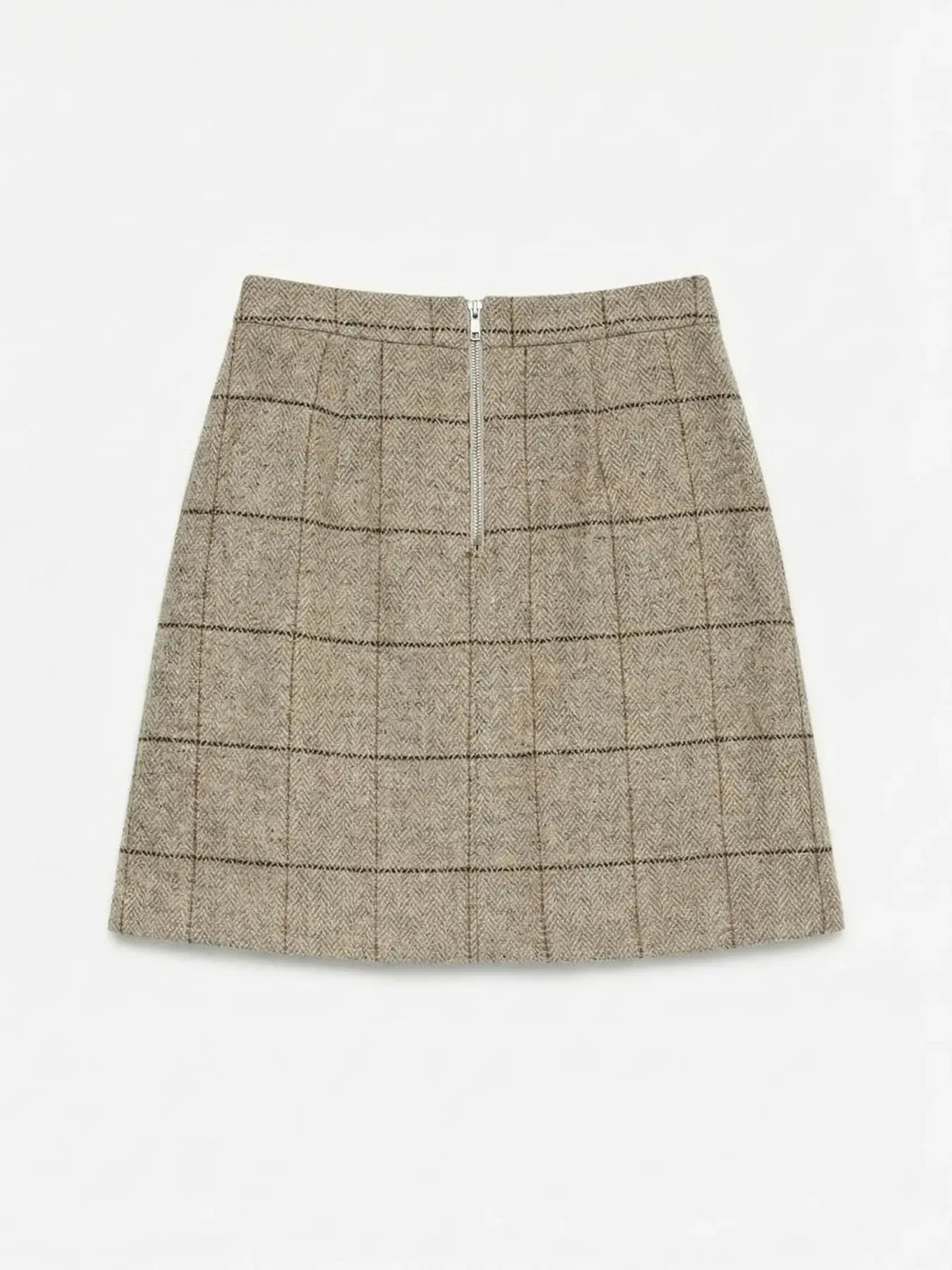 VM GEMMA PLAID WOOL SKIRT - LIGHT GREY MELANGE