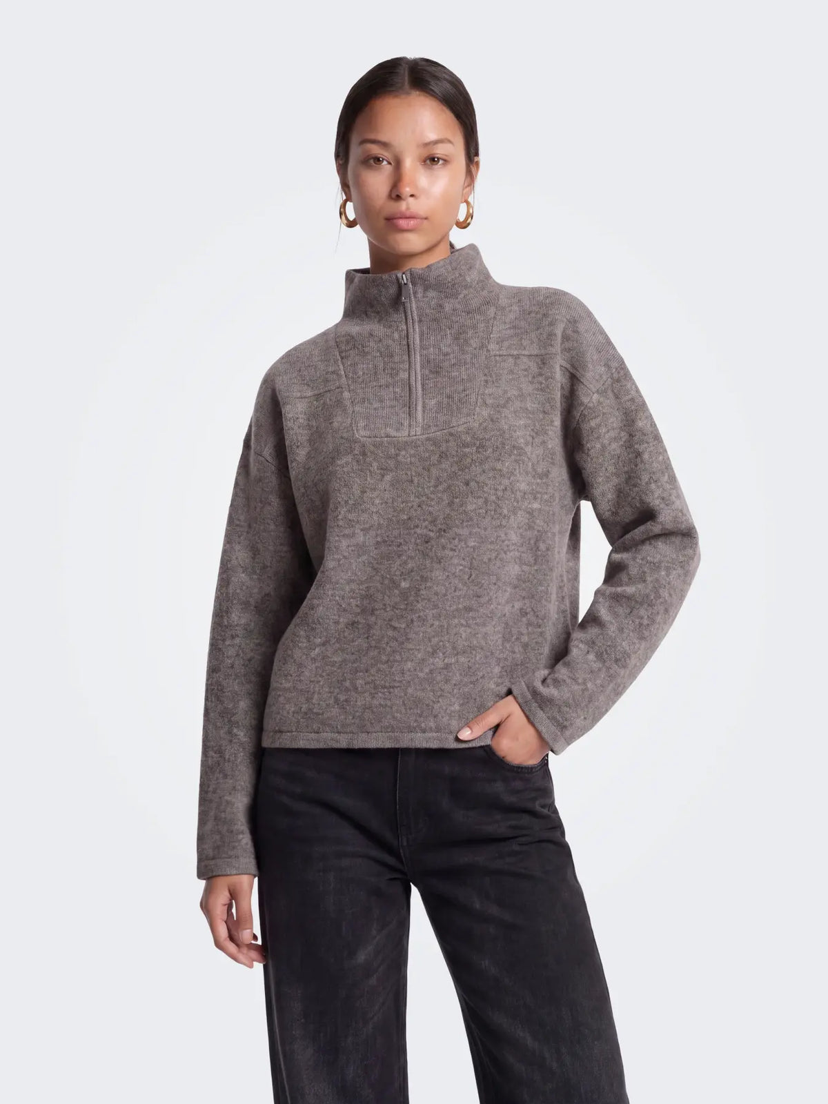 ONLY CLARA LS KNIT HALFZIP PULLOVER - BRACKEN