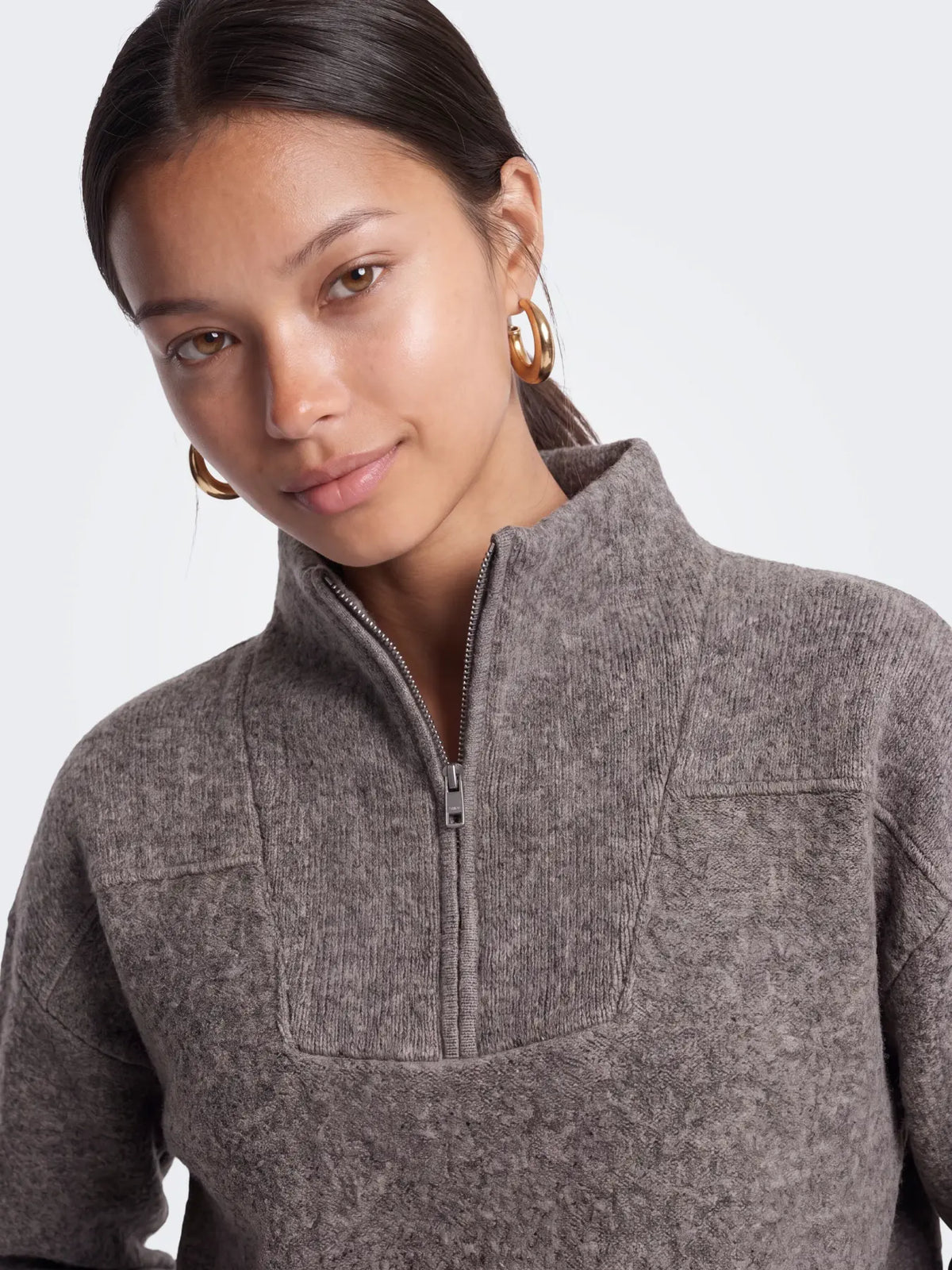 ONLY CLARA LS KNIT HALFZIP PULLOVER - BRACKEN
