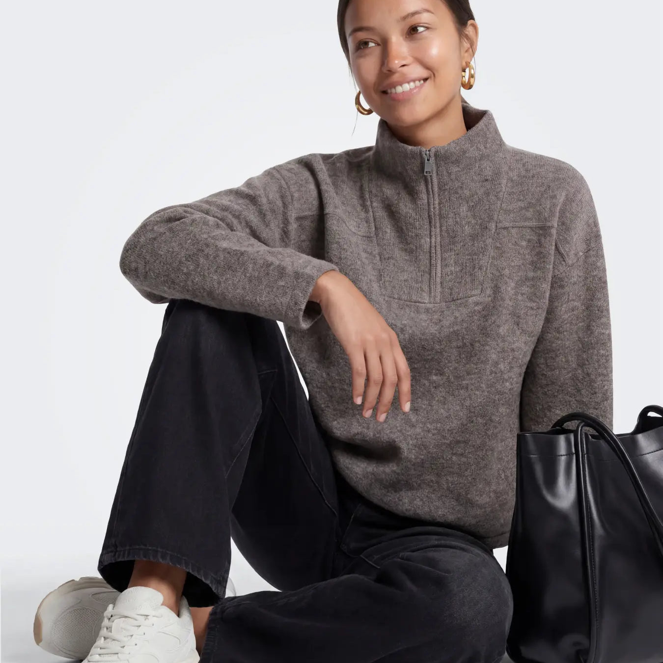 ONLY CLARA LS KNIT HALFZIP PULLOVER - BRACKEN