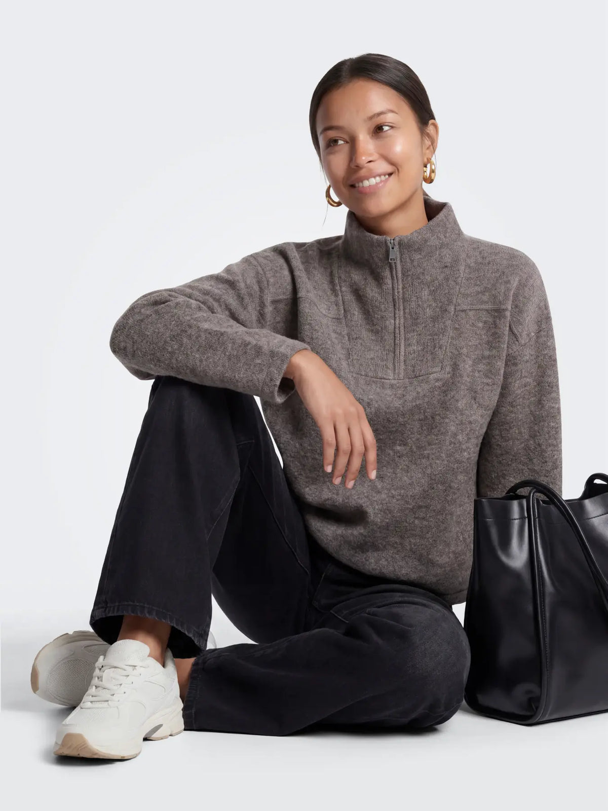 ONLY CLARA LS KNIT HALFZIP PULLOVER - BRACKEN
