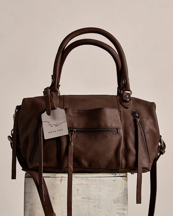FREE PEOPLE BABY EMERSON LEATHER TOTE - ESPRESSO