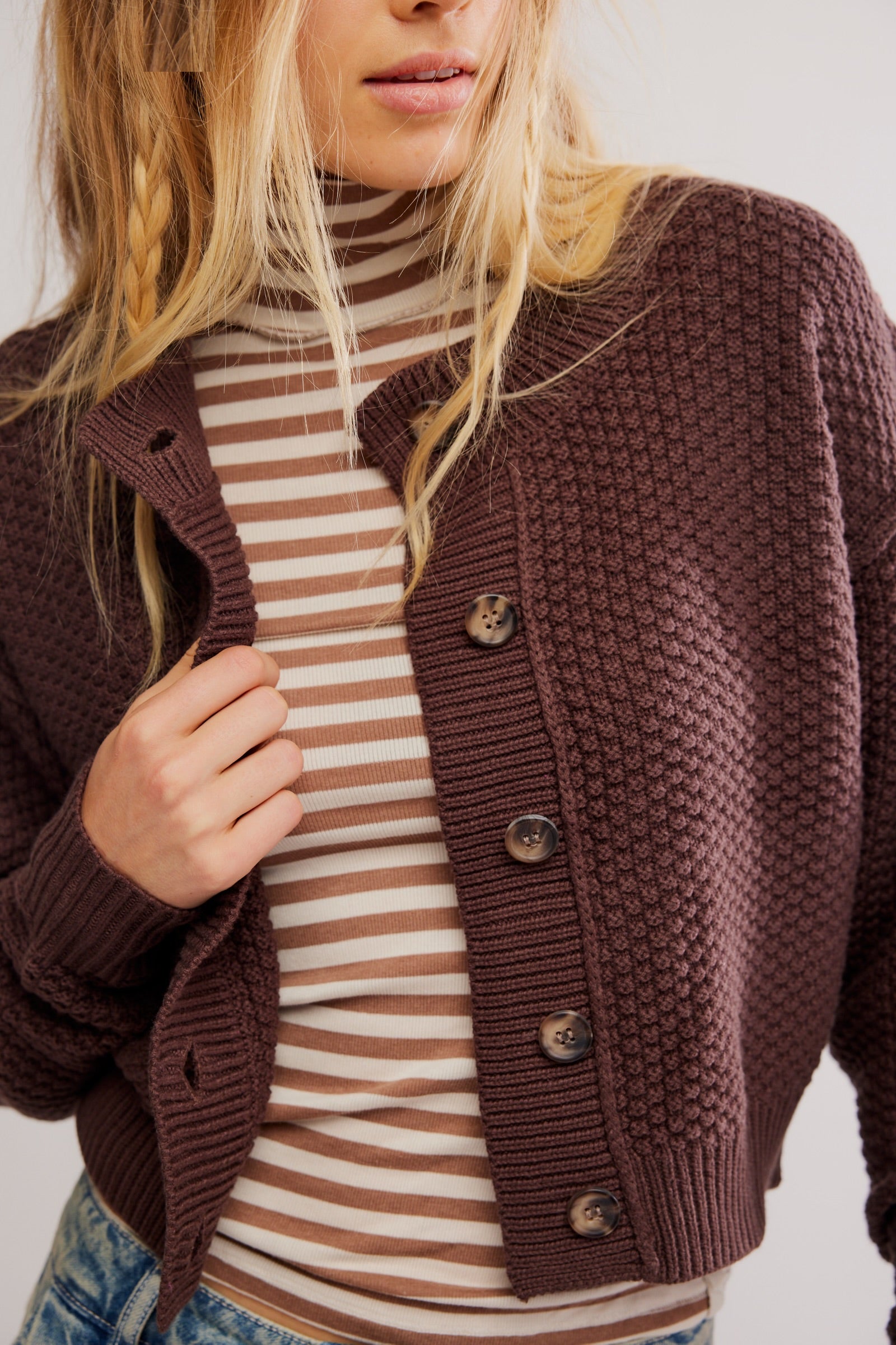 FREE PEOPLE LILA CARDIGAN - POTTING SOIL