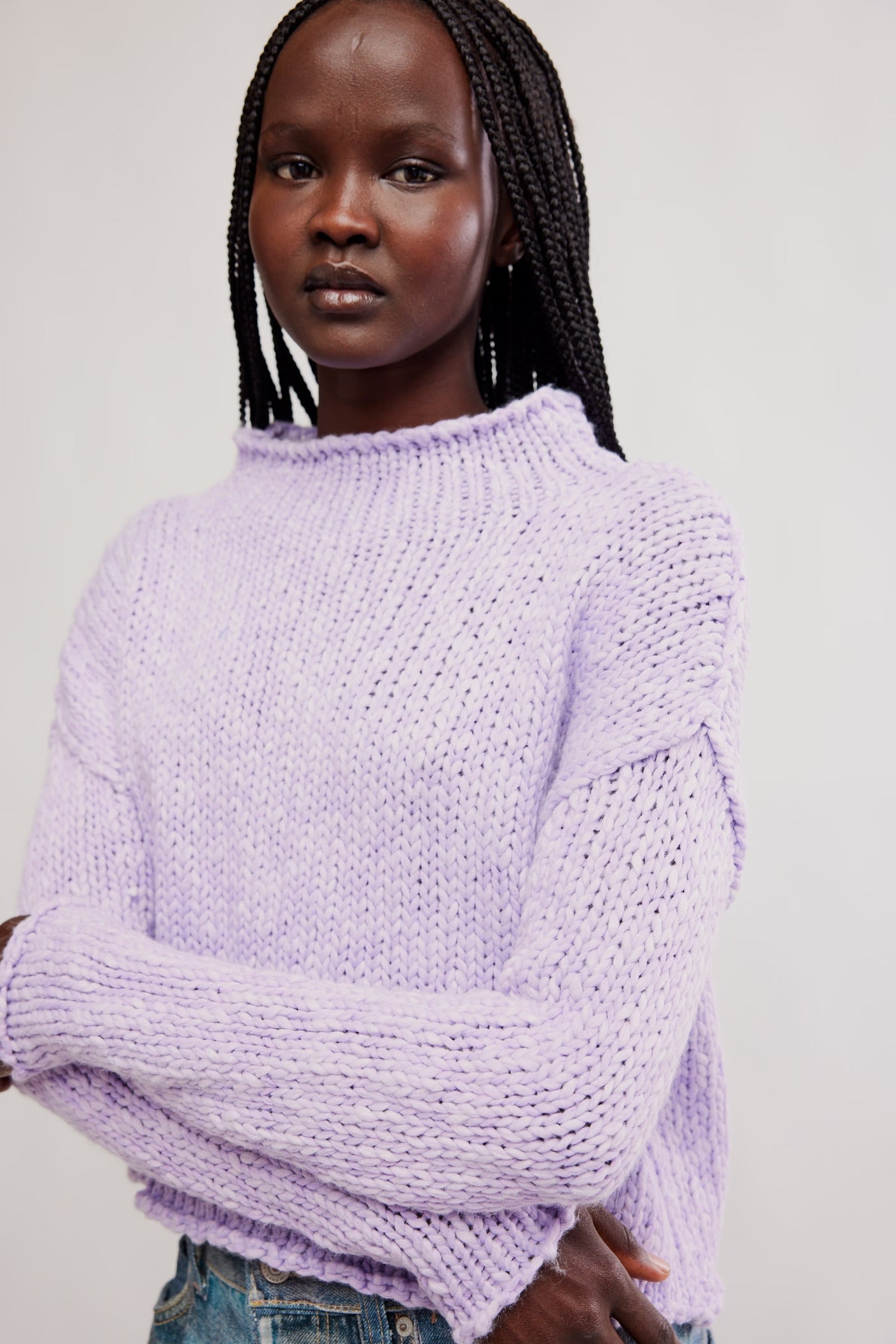 FREE PEOPLE OPAL SWEATER - PURPLE SATIN