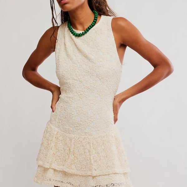 FREE PEOPLE SLOW BURN MINI DRESS - NATURAL COMBO