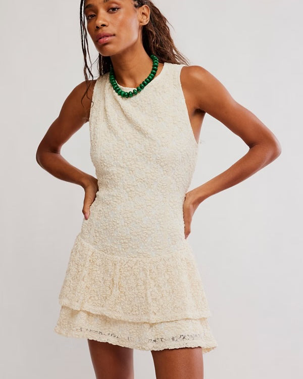 FREE PEOPLE SLOW BURN MINI DRESS - NATURAL COMBO