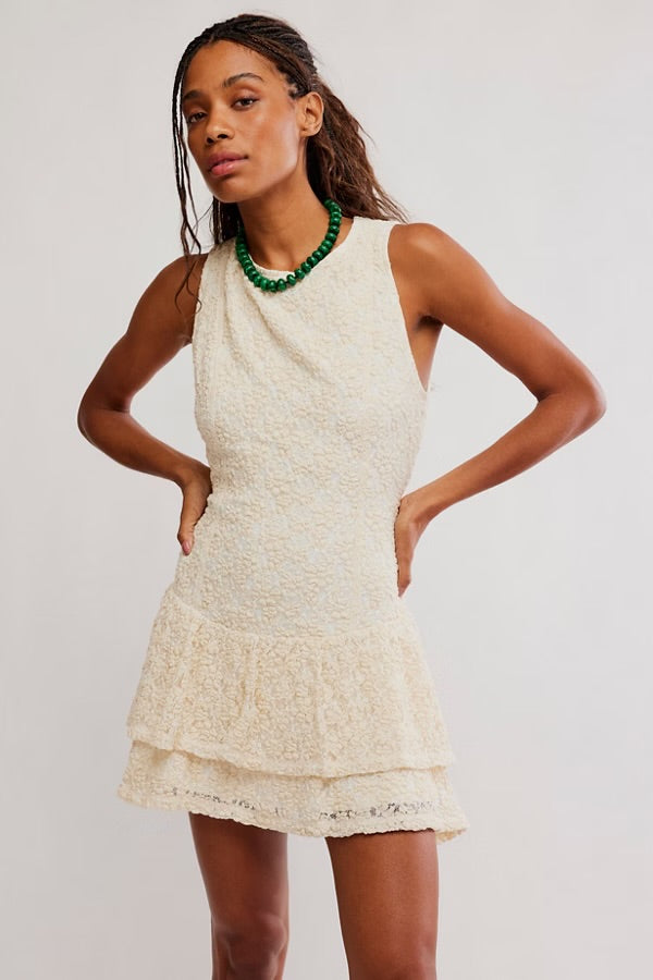 FREE PEOPLE SLOW BURN MINI DRESS - NATURAL COMBO
