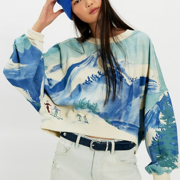*PRE ORDER* FREE PEOPLE GAIA PRINTED SWEATSHIRT - SKI COMBO