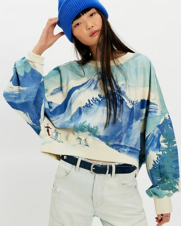 FREE PEOPLE GAIA PRINTED SWEATSHIRT - SKI COMBO