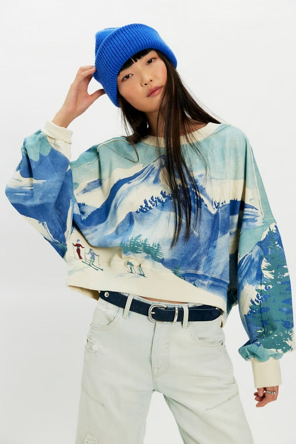 *PRE ORDER* FREE PEOPLE GAIA PRINTED SWEATSHIRT - SKI COMBO