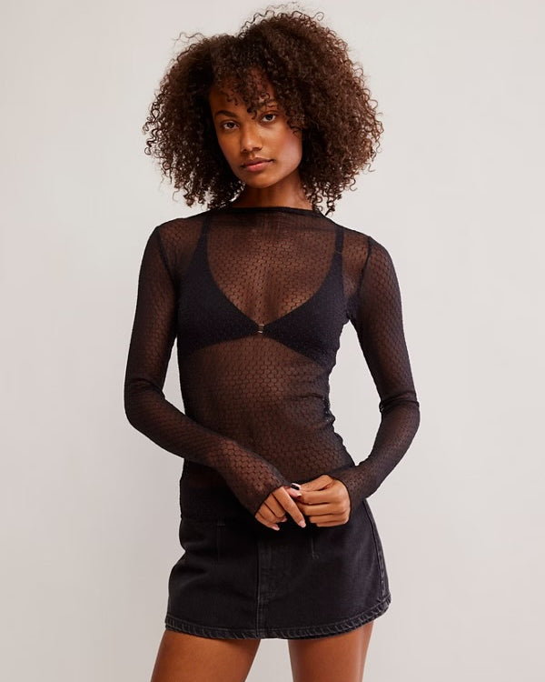 FREE PEOPLE MINDING MY BUSINESS TOP - BLACK