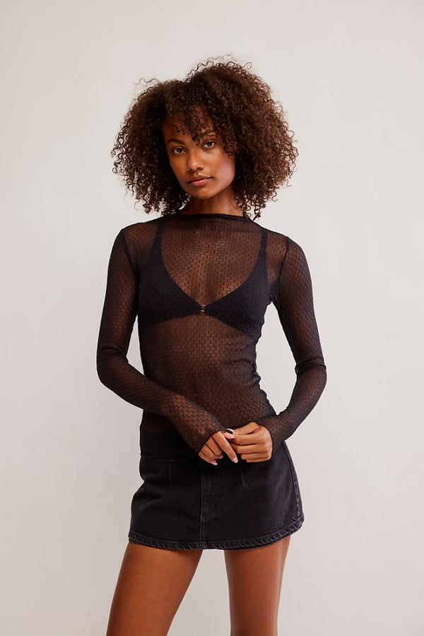 FREE PEOPLE MINDING MY BUSINESS TOP - BLACK