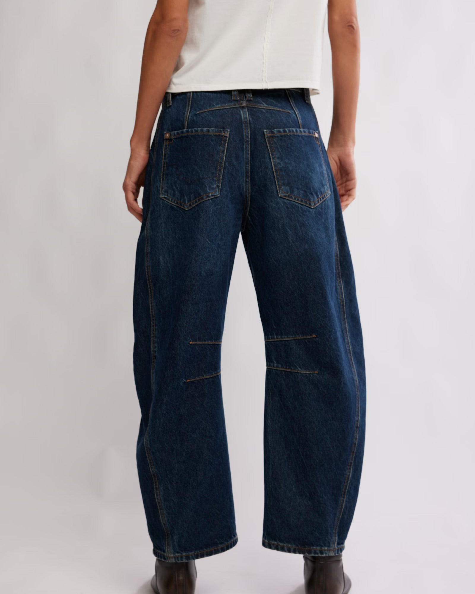 FREE PEOPLE GOOD LUCK BARREL PANT - DEEP END