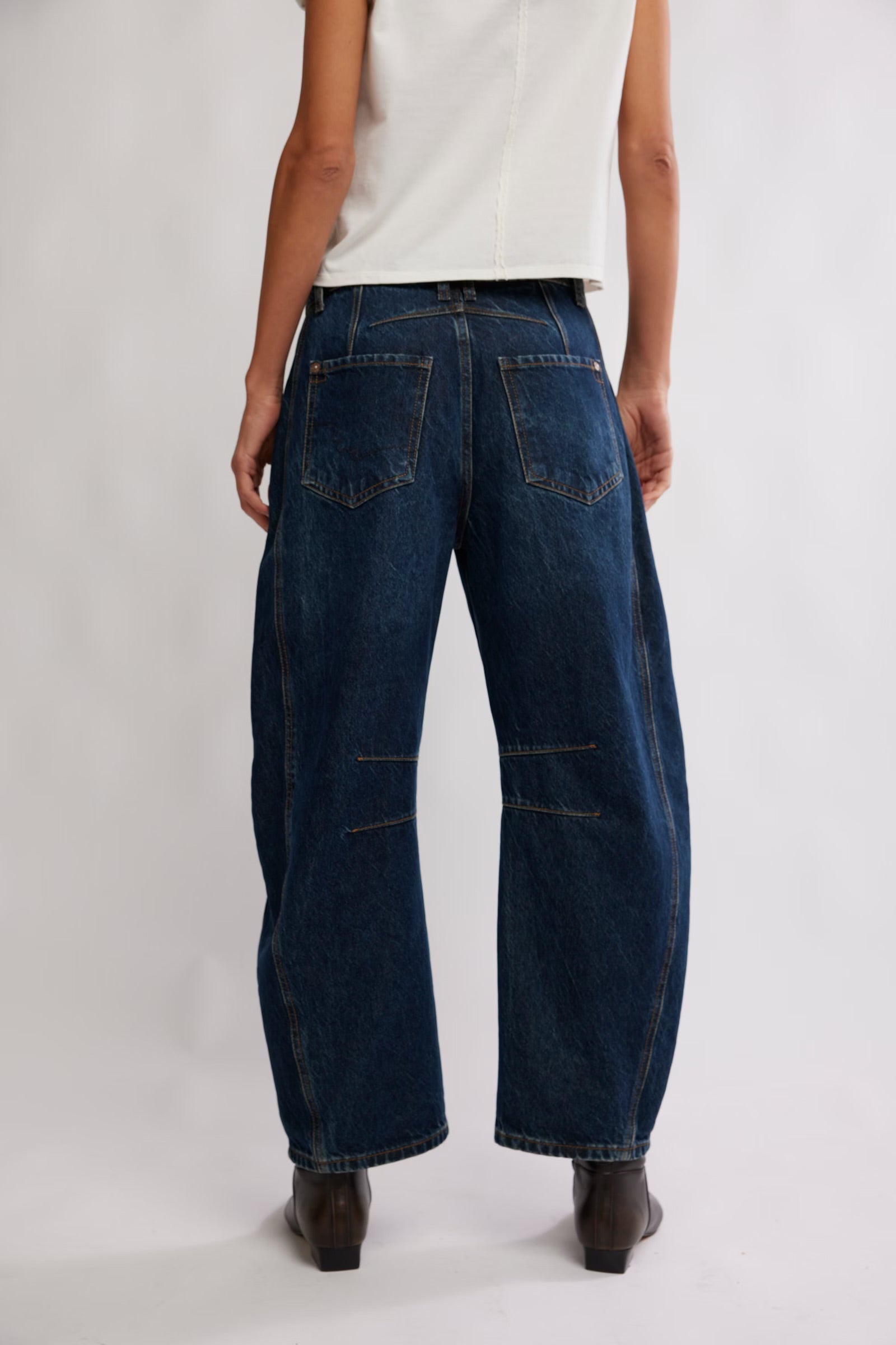FREE PEOPLE GOOD LUCK BARREL PANT - DEEP END
