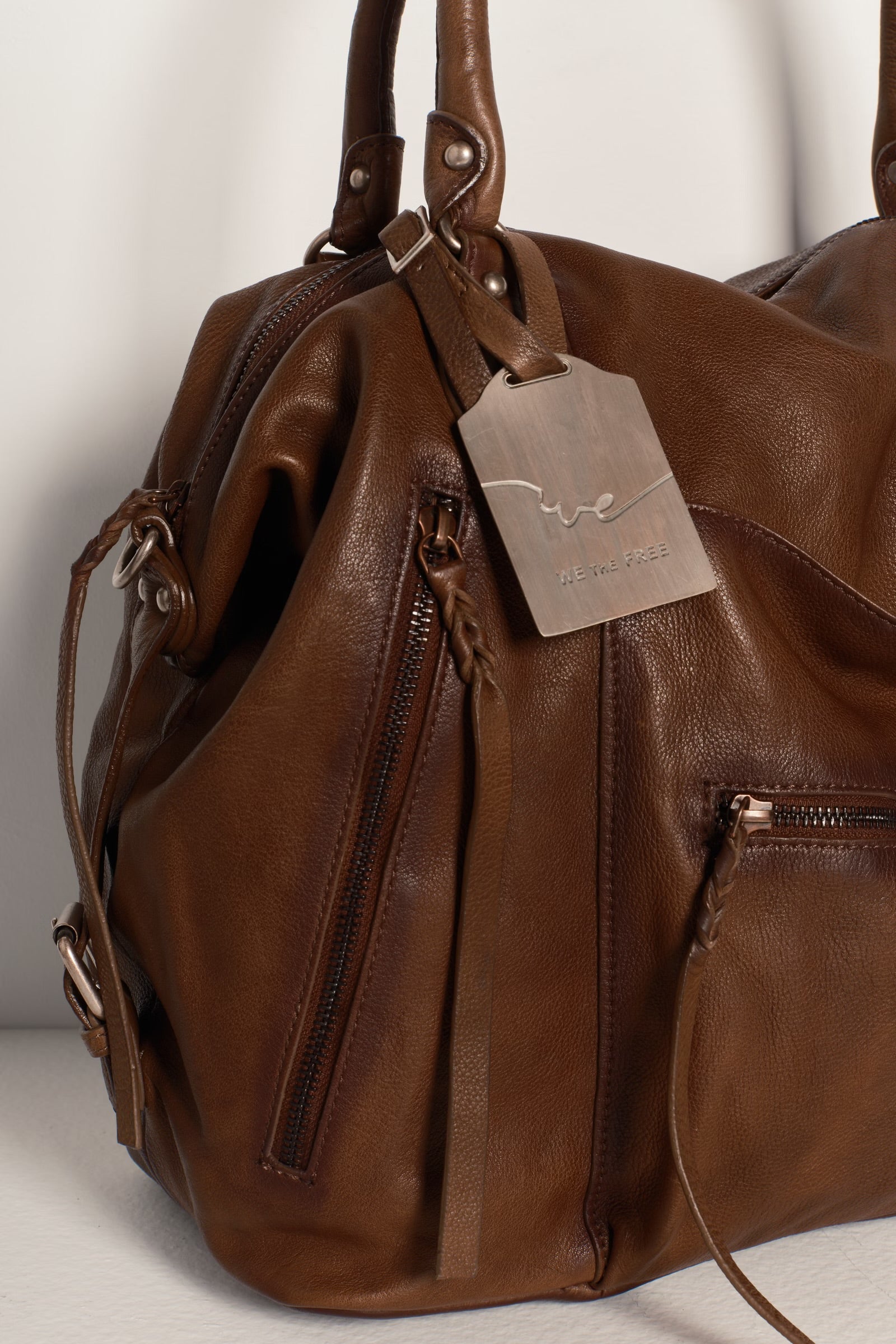 FREE PEOPLE EMERSON LEATHER TOTE - ESPRESSO