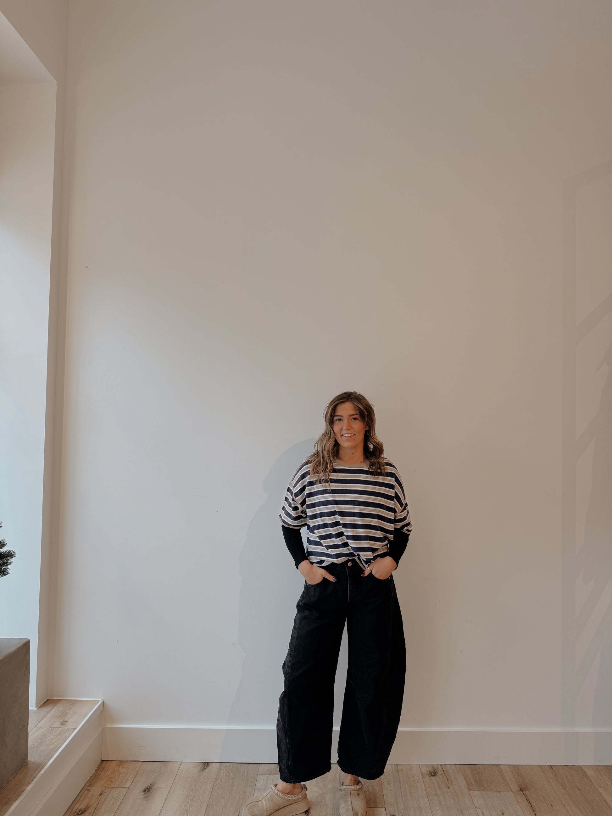 FREE PEOPLE RUGBY TEE - NAVY COMBO