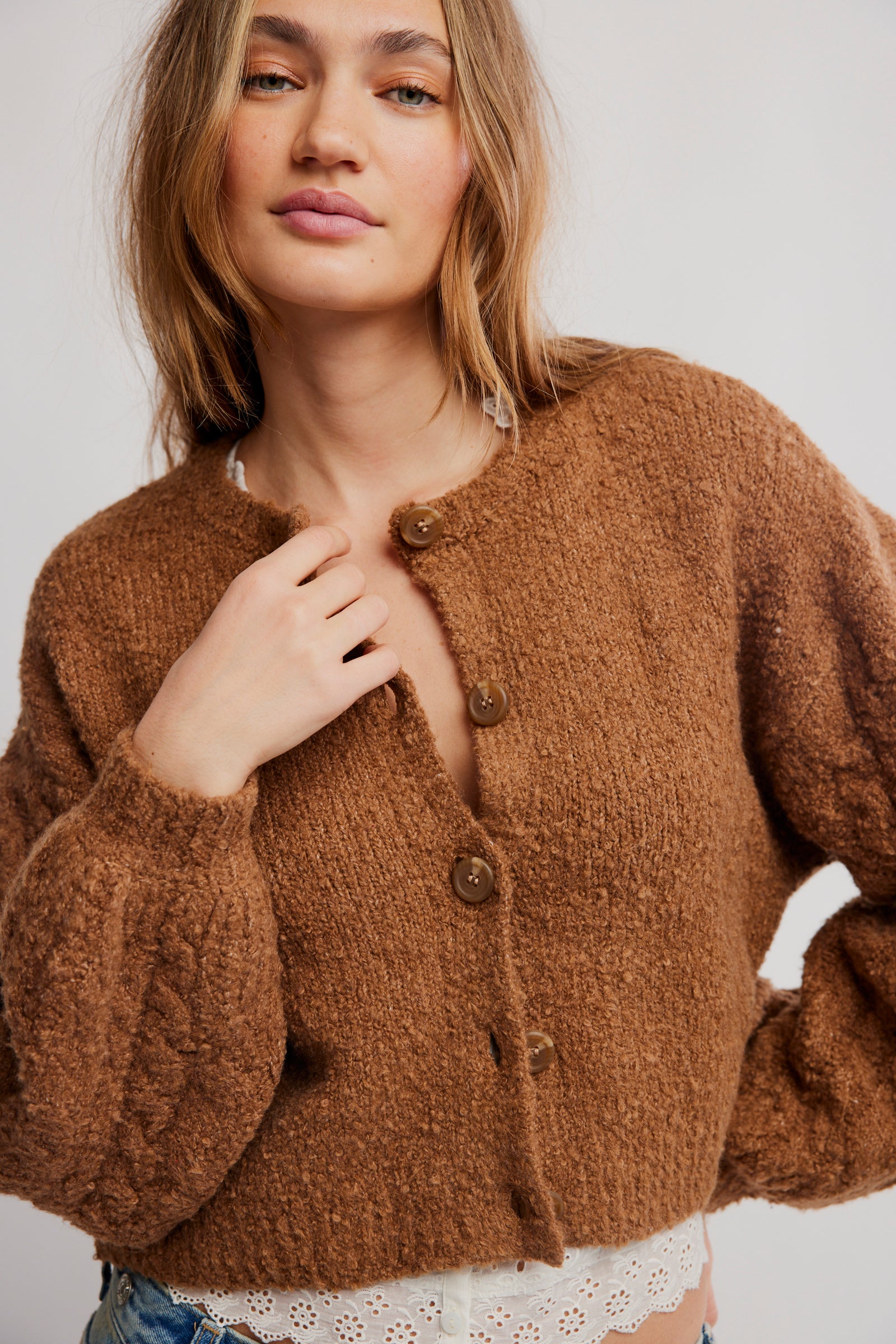 FREE PEOPLE THISTLE CARDI - MACADAMIA