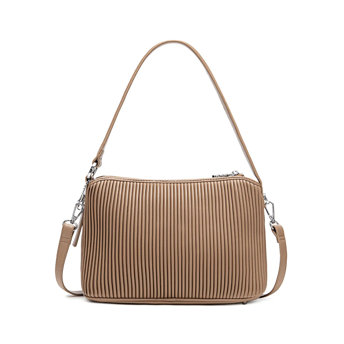 PIXIE MOOD ELLA SHOULDER BAG LARGE - LATTE PLEATED