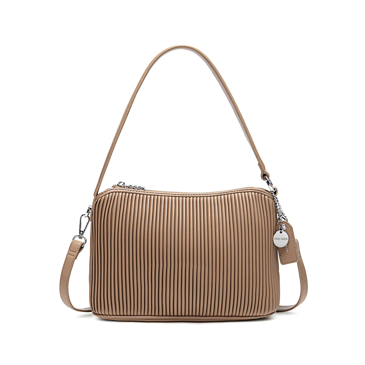 PIXIE MOOD ELLA SHOULDER BAG LARGE - LATTE PLEATED