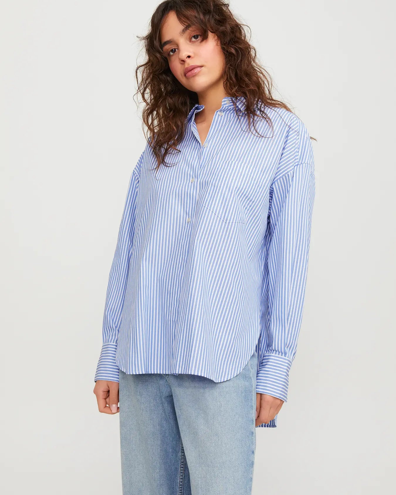 JJXX JAMIE LS RELAXED POPLIN SHIRT - NAVY BLAZER STRIPES