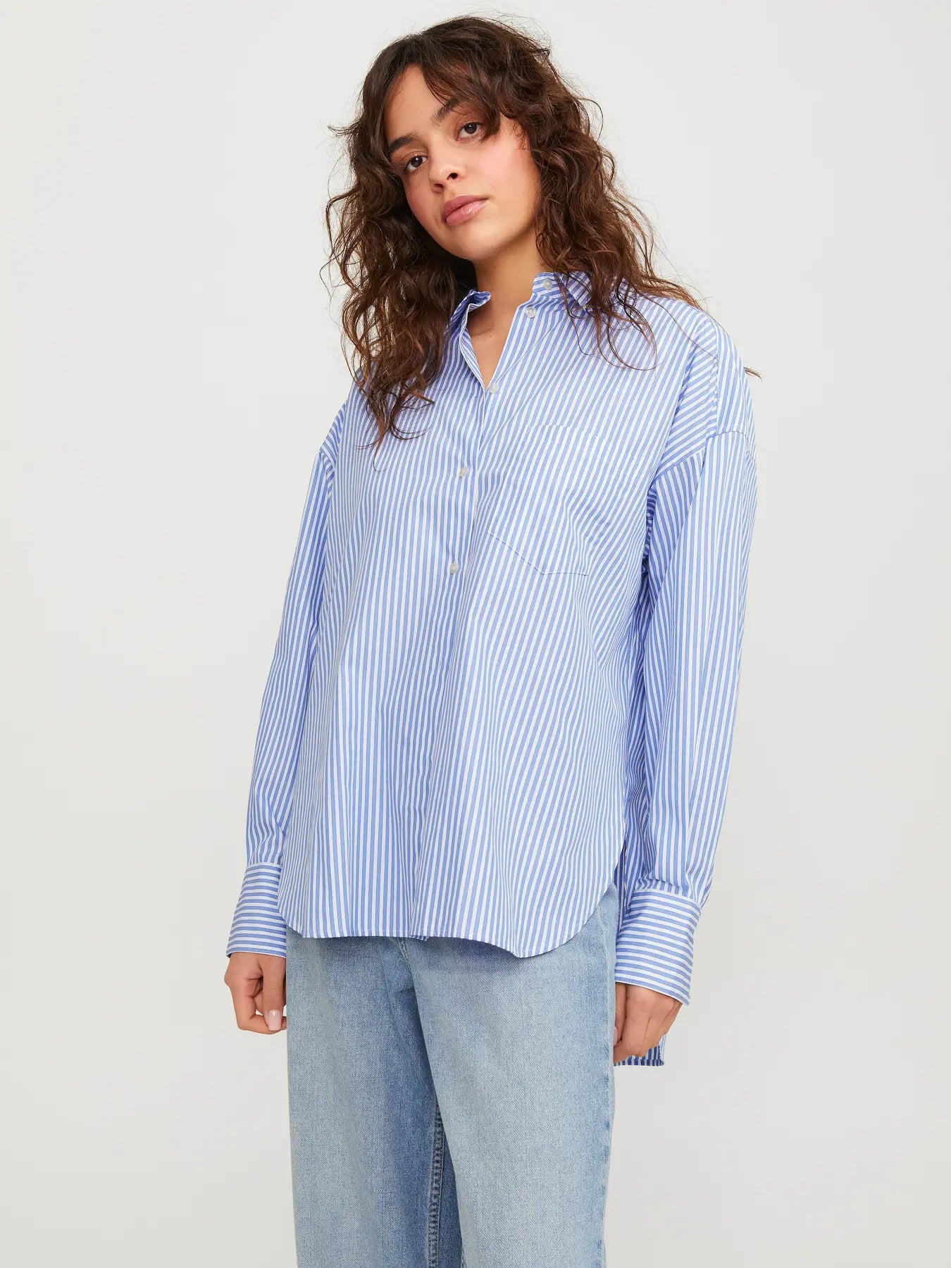JJXX JAMIE LS RELAXED POPLIN SHIRT - NAVY BLAZER STRIPES