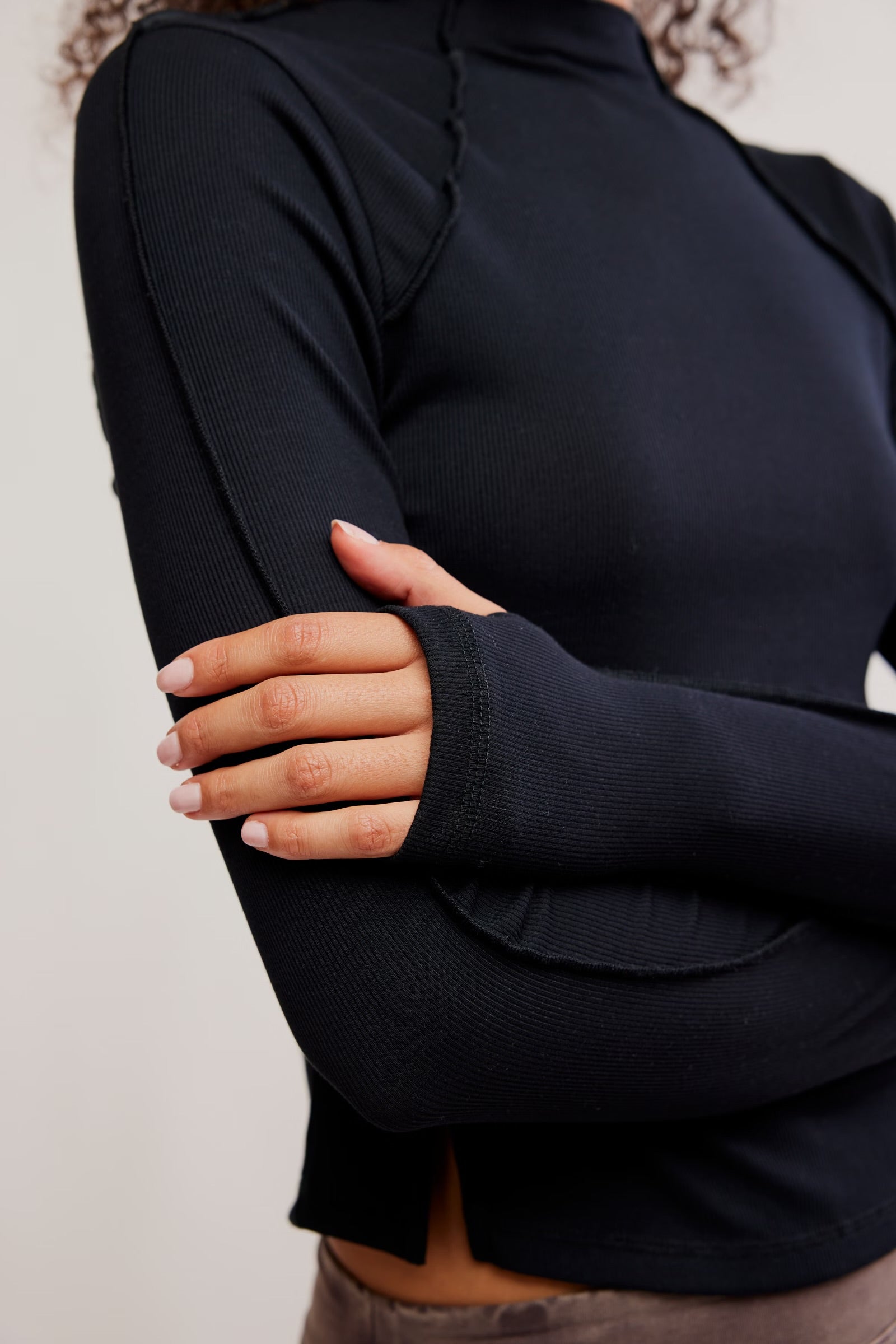 FREE PEOPLE LOVE CLUB LS - BLACK