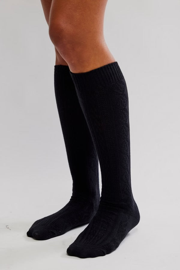 FREE PEOPLE ESSENTIAL KNEE HIGH SOCK - BLACK
