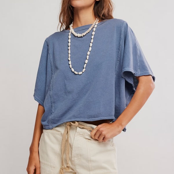 FREE PEOPLE NEXT LEVEL TEE - NIGHT SHADOW