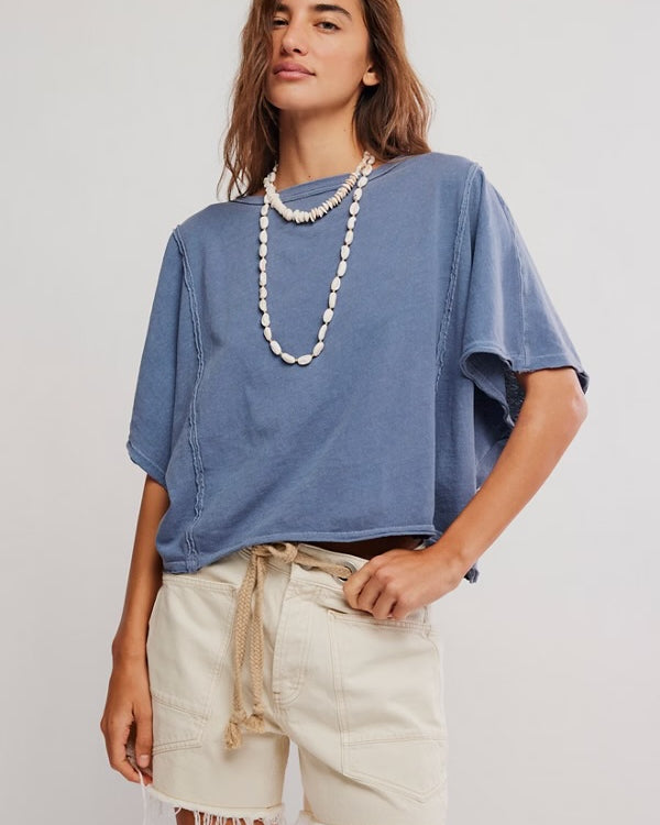 FREE PEOPLE NEXT LEVEL TEE - NIGHT SHADOW