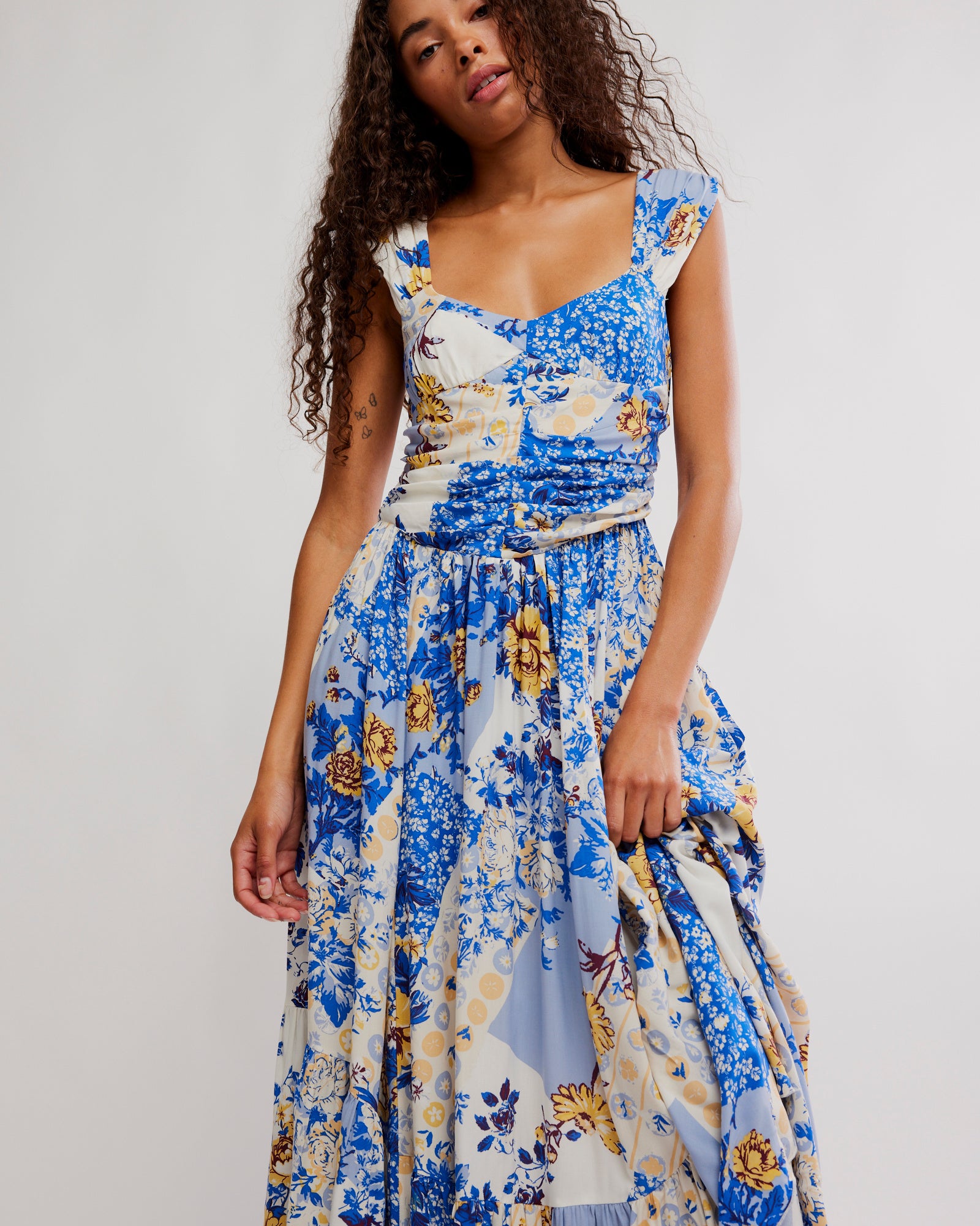 FREE PEOPLE SASHA PRINTED MAXI DRESS - PORCELAIN COMBO