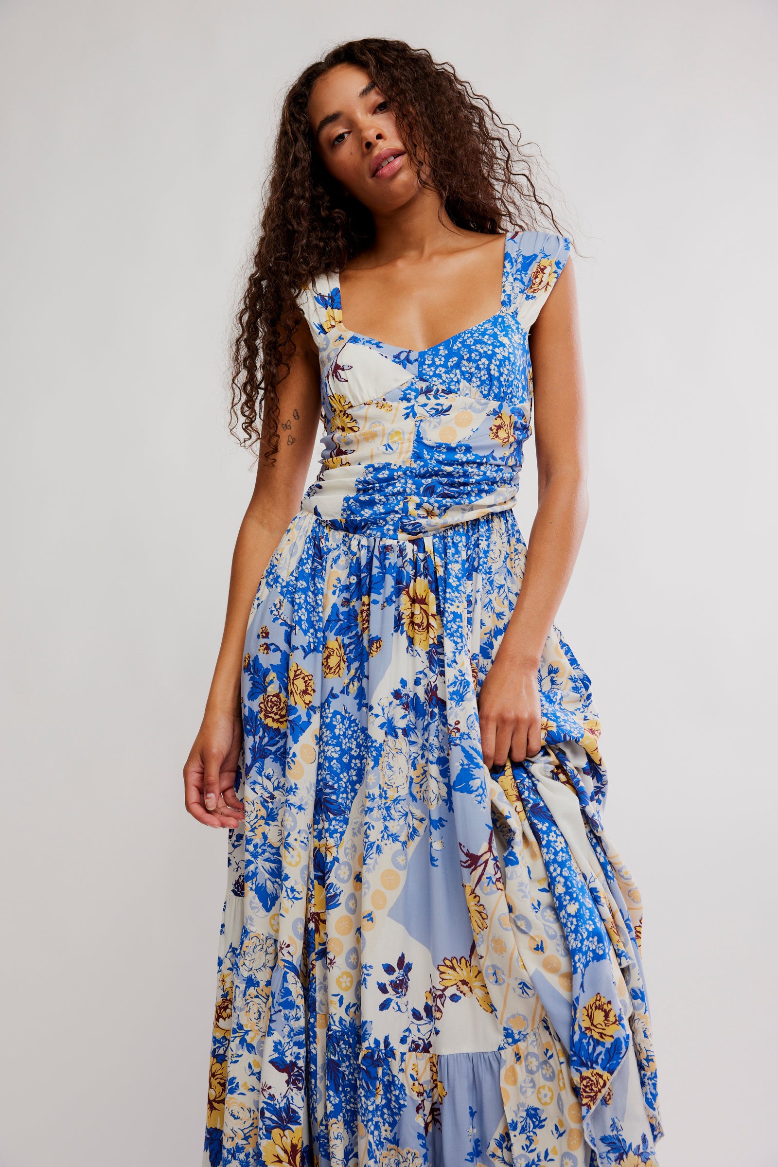 FREE PEOPLE SASHA PRINTED MAXI DRESS - PORCELAIN COMBO