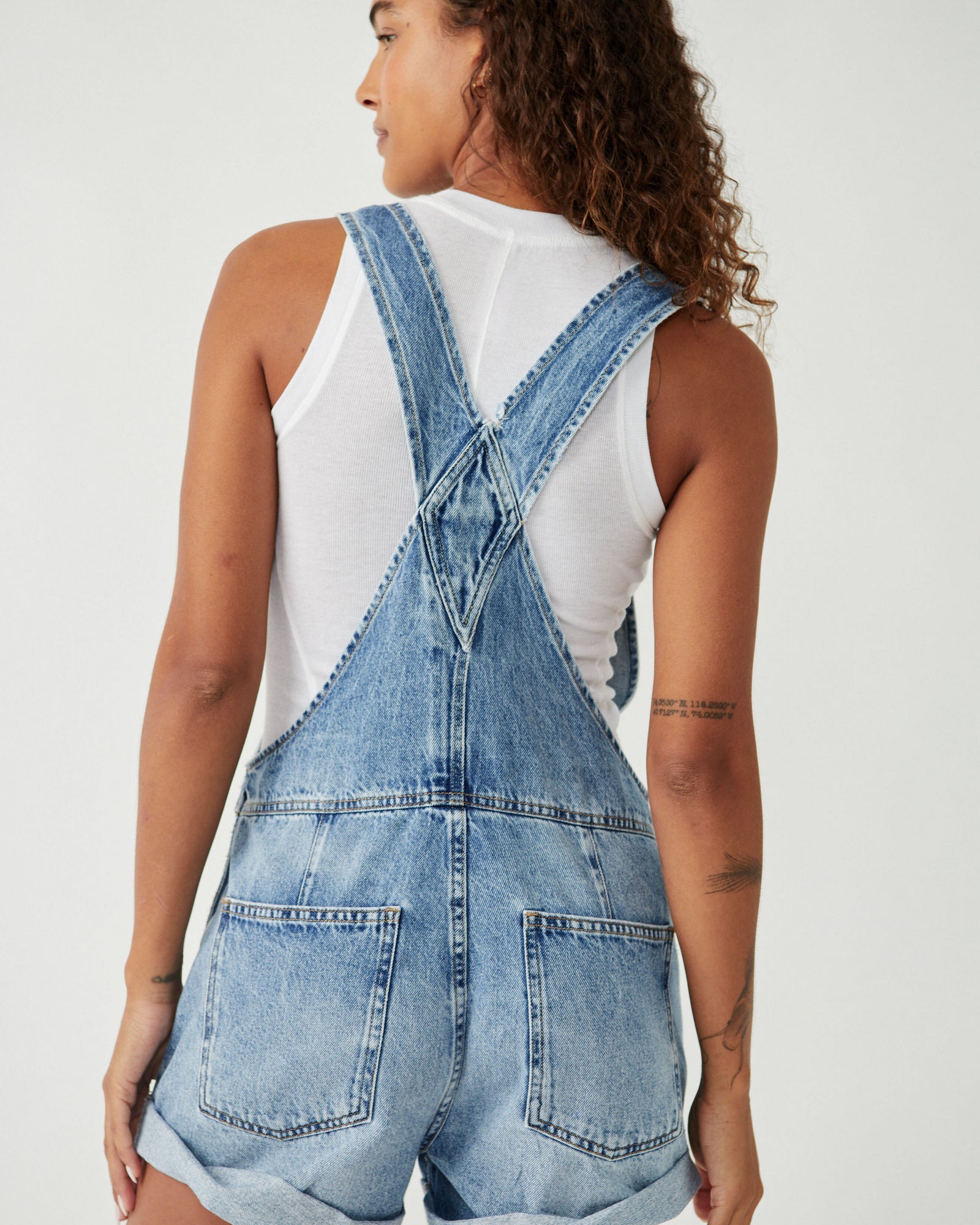 FREE PEOPLE ZIGGY DENIM SHORTALLS - FOLLOW YOUR HEART