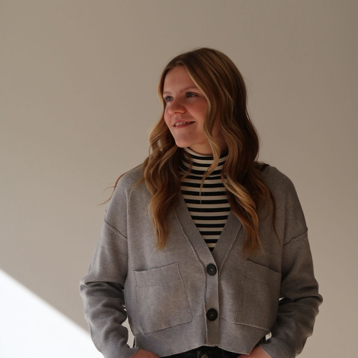 RD PATSY LONG SLEEVE CARDIGAN - GREY