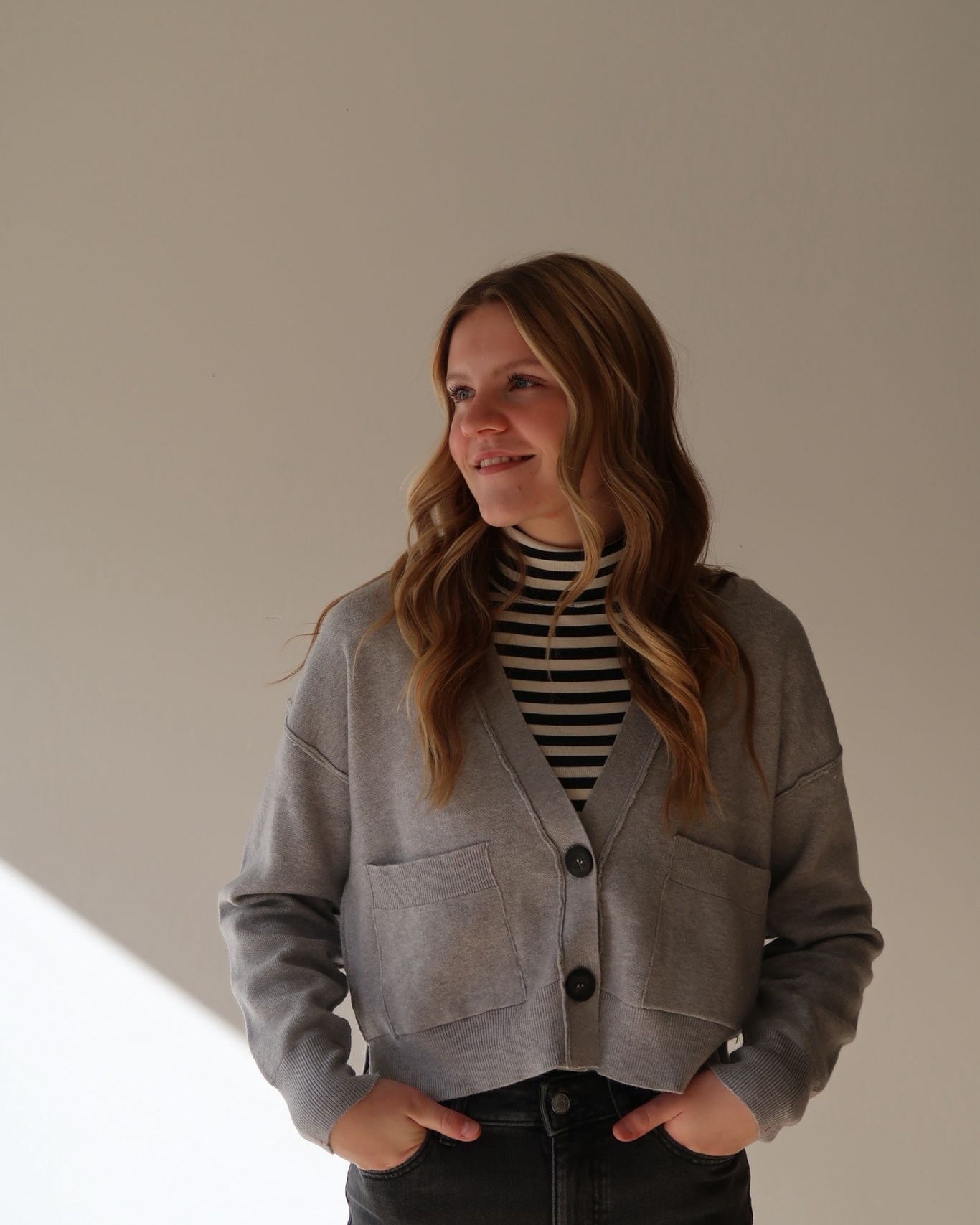 RD PATSY LONG SLEEVE CARDIGAN - GREY