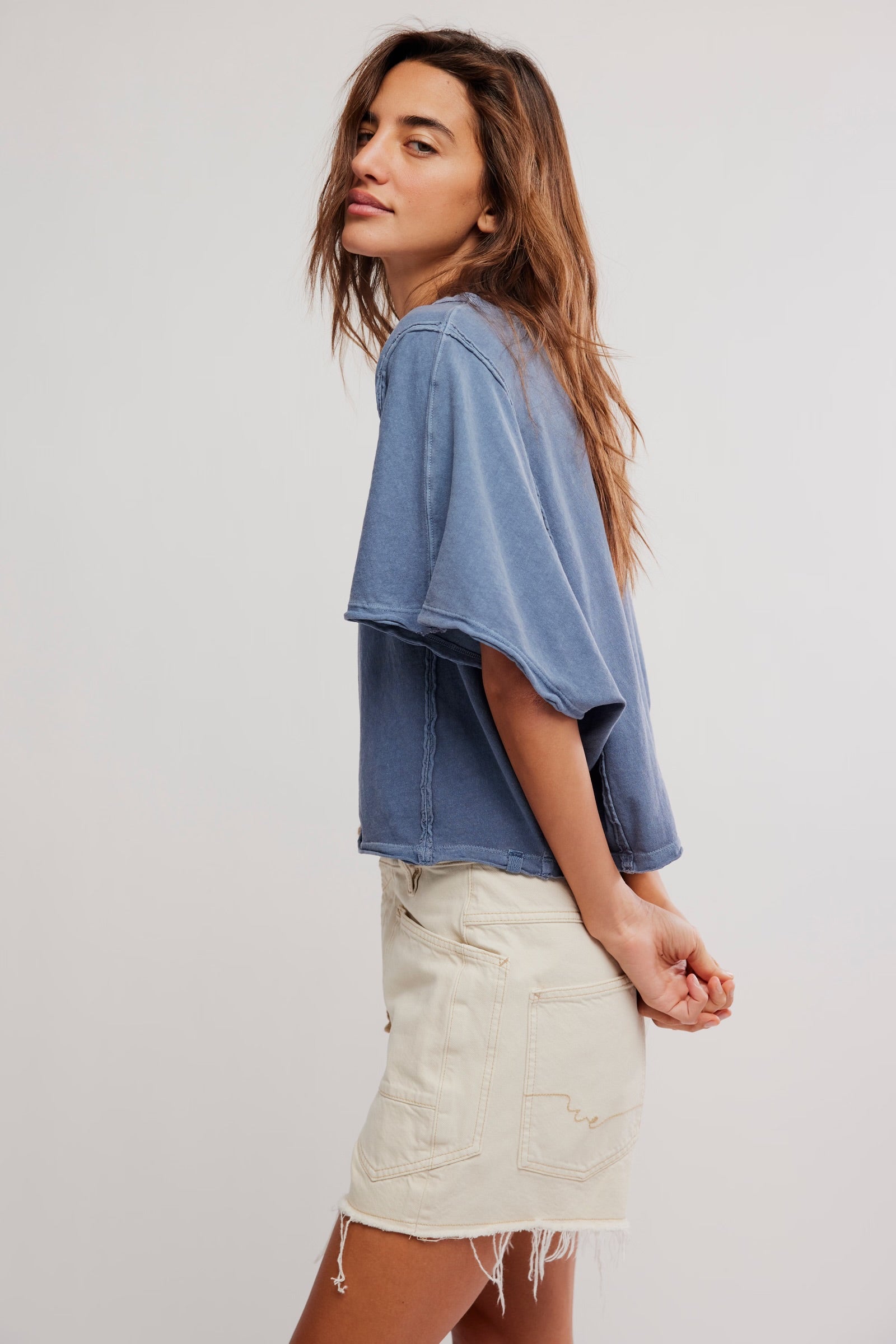 FREE PEOPLE NEXT LEVEL TEE - NIGHT SHADOW
