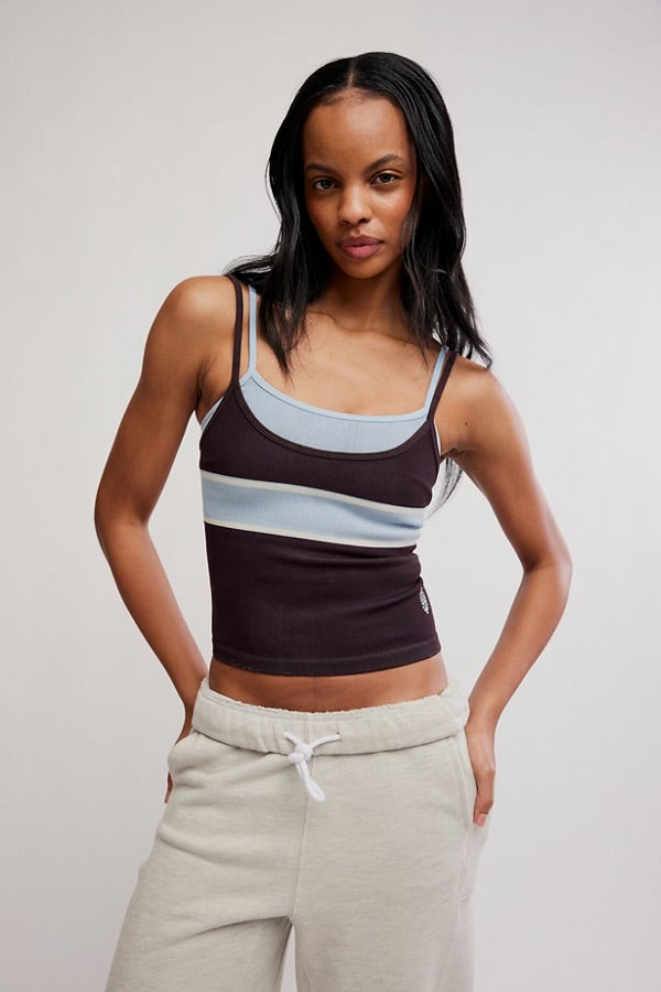 FREE PEOPLE ALL CLEAR COASTLINE CAMI - CHOCOLATE COMBO