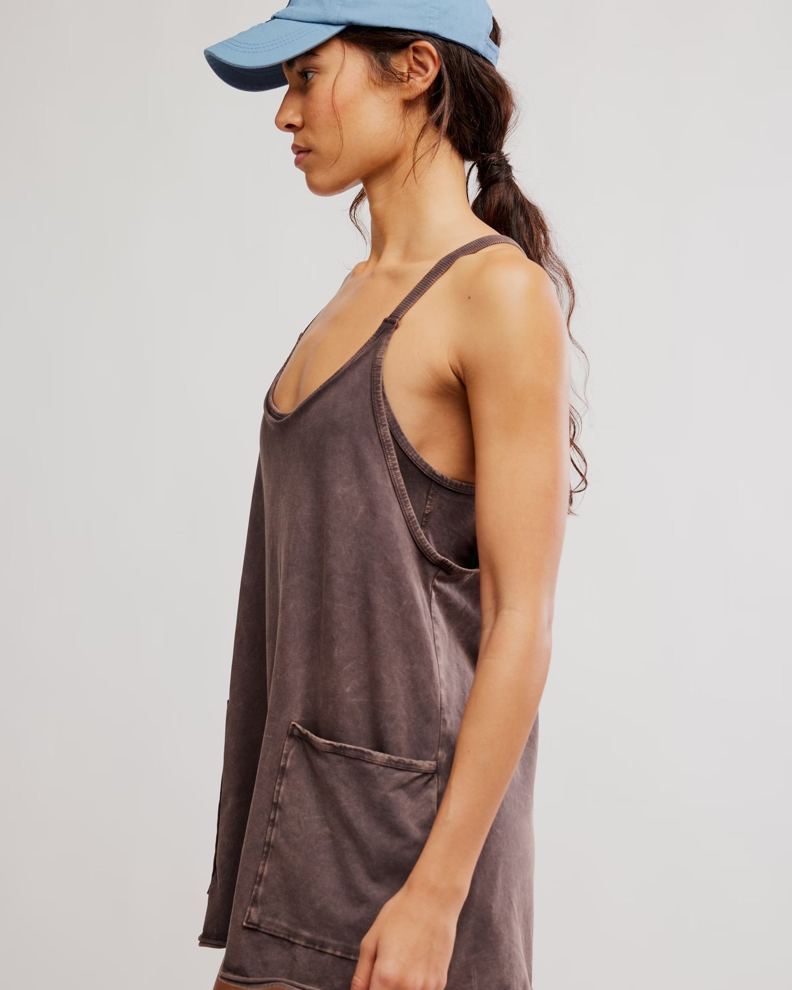 FREE PEOPLE HOT SHOT MINI DRESS - CHOCOLATE
