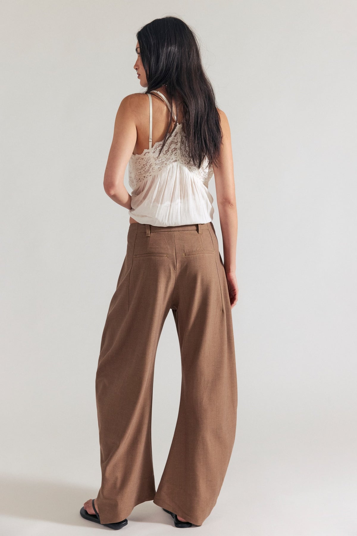FREE PEOPLE SPOTLIGHT WASHED TROUSER - BROWN