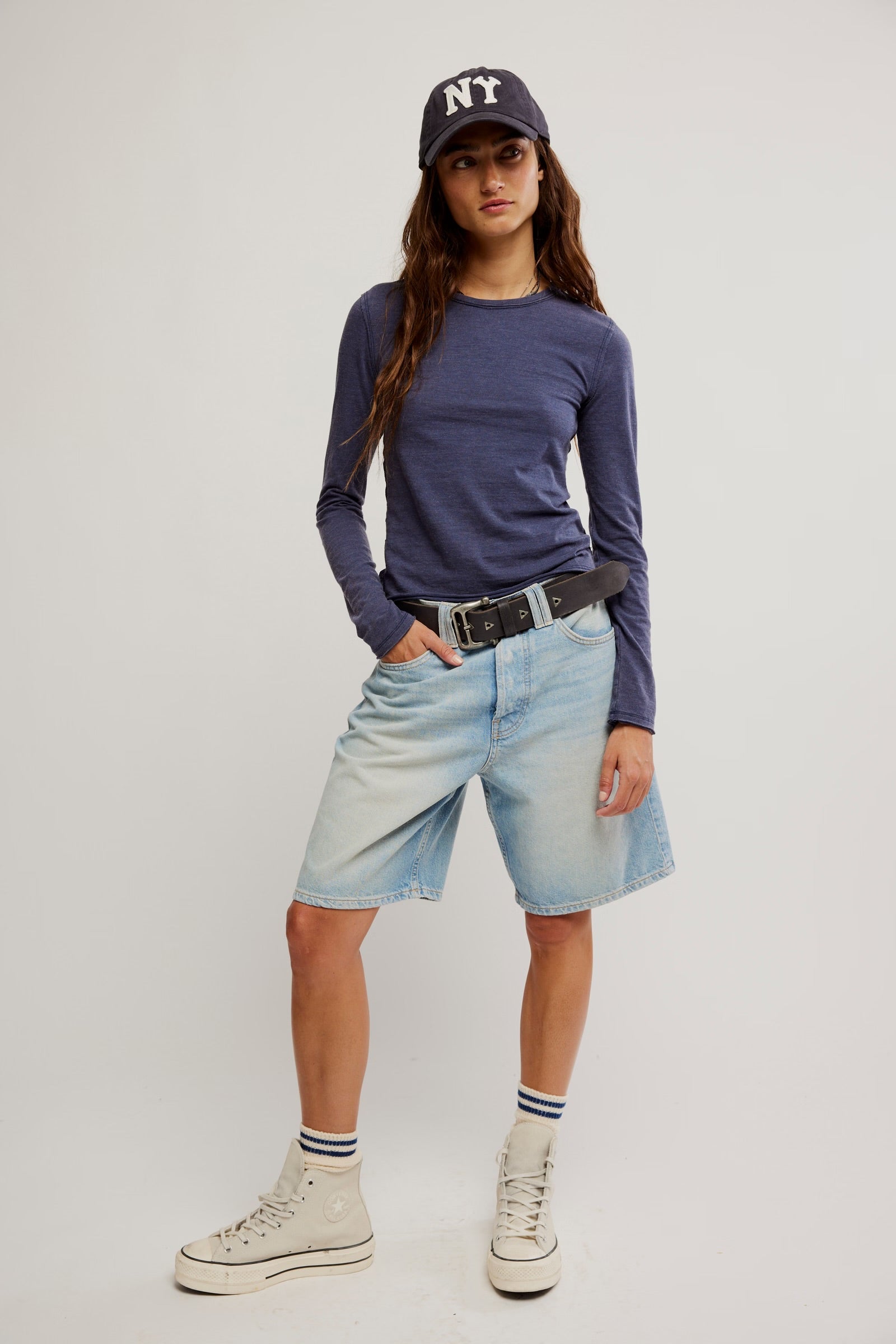 FREE PEOPLE NOVA TEE LS - PEACOAT