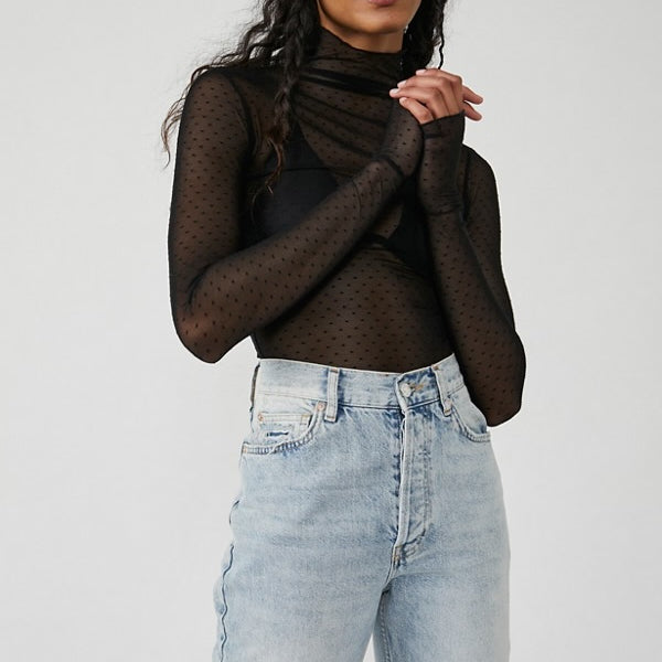 FREE PEOPLE ON THE DOT LAYERING TOP - BLACK