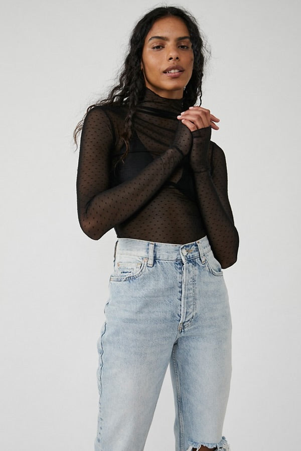 FREE PEOPLE ON THE DOT LAYERING TOP - BLACK