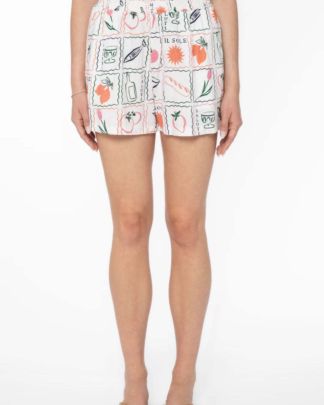 VELVET HEART FABLE MULTI STAMP SHORTS - WHITE