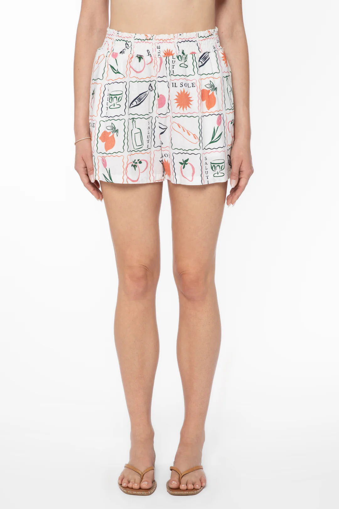 VELVET HEART FABLE MULTI STAMP SHORTS - WHITE