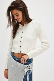 FREE PEOPLE SYDNEY SHRUNKEN CARDI - OPTIC WHITE