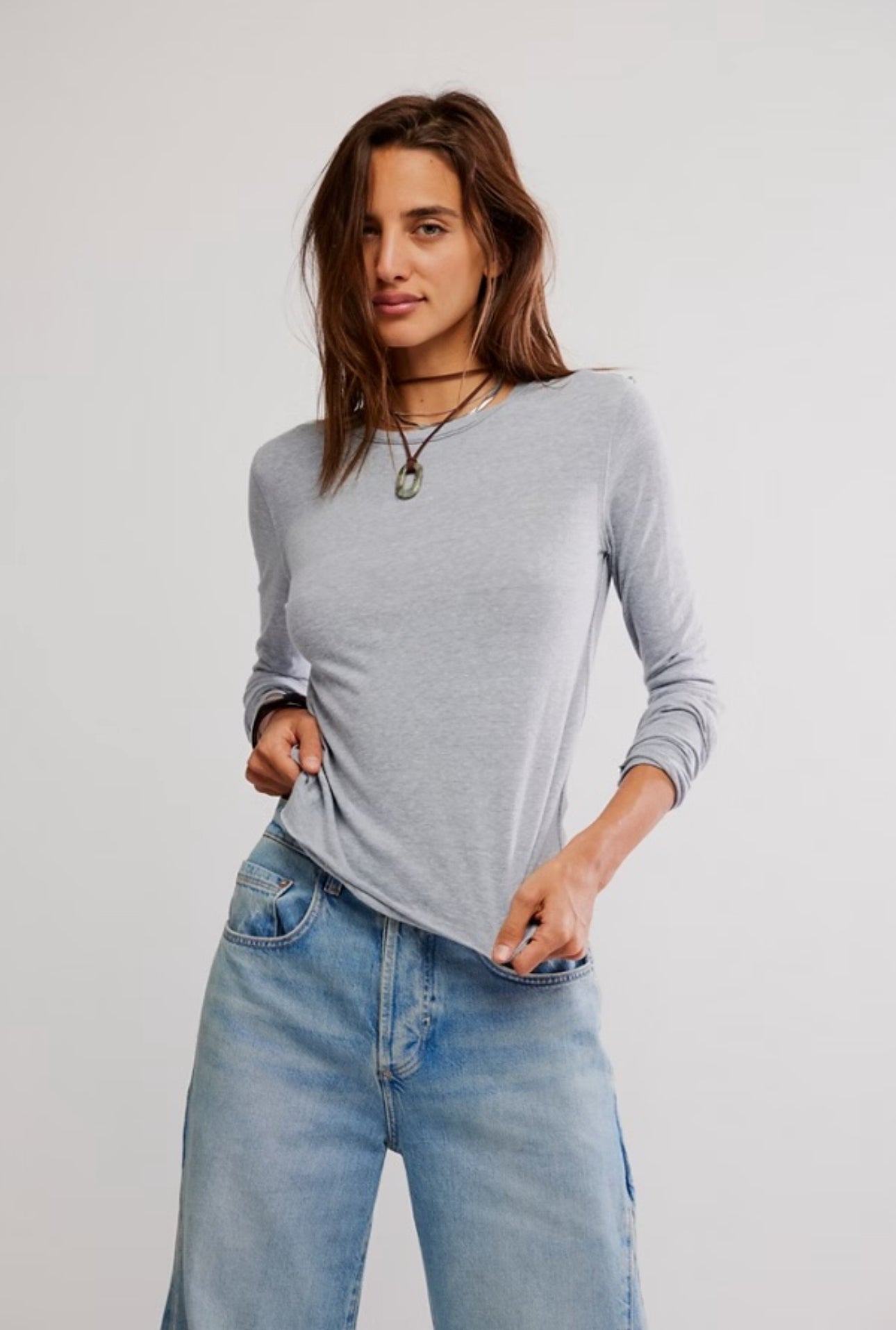 FREE PEOPLE NOVA TEE LS - GREYHOUND