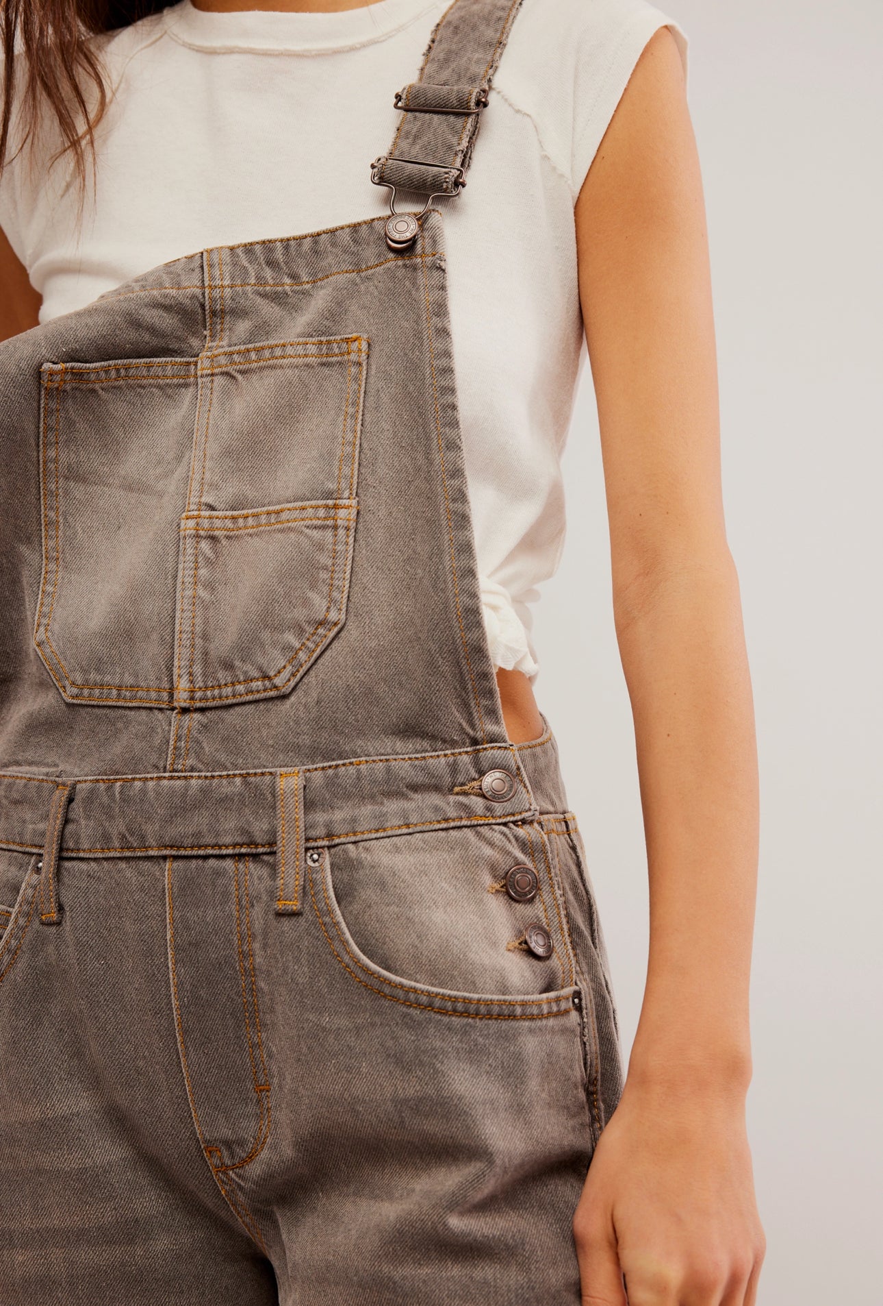 FREE PEOPLE GOOD LUCK OVERALLS - ARCHIVE GREY