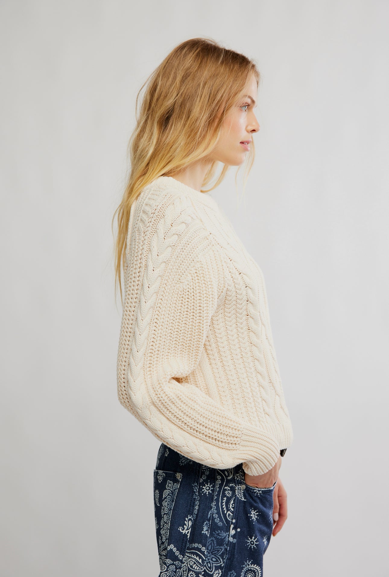FREE PEOPLE FRANKIE SWEATER - BUTTERCREAM